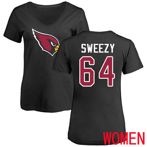 Arizona Cardinals Black Women J.R. Sweezy Name And Number Logo NFL Football #64 T Shirt->nfl t-shirts->Sports Accessory